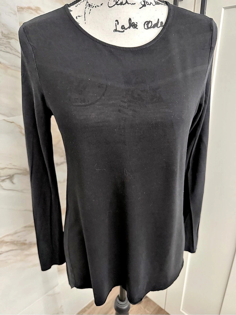 COS Black Long Sleeve Luxurious Pleated Back Top Size Small